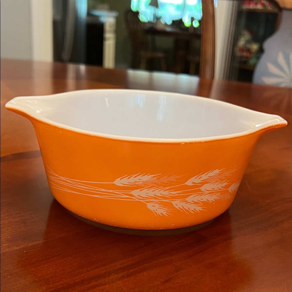 Pyrex Orange Wheat Pattern Bowl